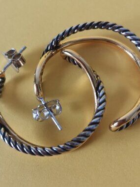 David Yurman Hoop Earrings Sterling Silver